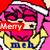 Pixelated character with pink hair and Santa hat, wearing yellow shirt, with text overlays changing from 'Merry' to 'Christmas' while mouth expression shifts.