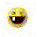 15 circular yellow cartoon faces with black eyes and mouths, showing sequential animation frames where the mouth opens wider from top-left to bottom-right