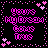 A 48x48 pixel animated buddy icon featuring pink text and star shapes on a black background, displayed as a contact sheet with three visible frames showing slight animation changes.