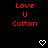 Red text 'Love U Colton' on black background with white heart and arrow symbols changing across frames.