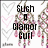 Pixelated image with black text reading "Such a Glamor Girl" over pink and brown dreamcatcher-like design, white background with faint heart outlines.