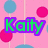 Pixelated icon with pink background, blue and magenta lollipops on sticks, green text 'Kaity' in purple outline.