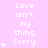 Pixelated text and heart symbols on a pink background with a gray rectangle in the bottom-right corner.