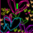 Animated icon with black background, colorful heart outlines in pink, blue, purple, green; small yellow and orange shapes scattered throughout.