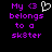 Pixelated text in purple and white on black background, with a heart symbol replacing the 'o' in 'My' and a heart outline in the second frame.