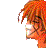 Pixelated avatar with orange hair and closed eyes, showing two states: one with a black musical note near the face, another without.