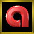 Red U-shaped object with a black inner circle on black background, transitioning to gray background with white lightning effects.