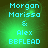 Pixelated cyan text on green gradient background with subtle light effects, arranged in four identical quadrants.