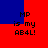 Red and blue pixelated background with black text reading "MP is my AB4L!" in four identical arranged in a