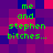 Green pixelated text reads 'me and stephen bitches...' on a purple-pink checkered background with no visible animation changes.