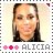 Alicia Keys icon with three pink and red flower symbols above her name, displayed in a of four with one empty space
