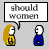 Animated contact sheet of 15 frames showing two cartoon characters in a conversation about women becoming mothers after age 35, with text bubbles changing across frames.