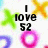 Pixelated icon with black text 'I love 52' centered over colorful abstract shapes including green, yellow, pink, and blue forms.