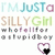 A pixelated image with text reading "I'M JUST a SILLY GIRL who fell for a stupid boy" and a heart symbol with a black center, displayed in multiple color variations.