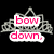 Four silver tiara icons on black background with pink text overlays: 'bow down,', 'dammit.', '>3', and empty.