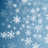 Blue background with white snowflakes on left, "Happy Holidays!!!" text in pixelated font on right.