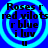 Blue background with four identical circular cyan rings containing text reading 'Roses red vilo r blue i luv u' in black pixelated font.