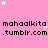 Pink background with white stars and repeated black text 'mahaalkita tumblr.com' in pixelated font.