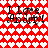Red background with white heart pattern and repeated text "I Love Adarly!" in black pixelated font.