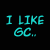 A contact sheet of a 5-frame animated icon showing cyan text on black background with a central pixelated group photo, displaying the phrase "I LIKE GC.. DEAL WITH IT.. OR KISS MY ASS" across frames.