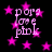 Black background with scattered pink stars and repeated text 'porq love pink' in light pink pixelated font.