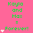 Green text 'Kayla and Max = Forever!' on pink background with white heart symbols, animated hearts appear sequentially from left to right across three