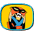 A 50x50 pixel animated buddy icon featuring a cartoon character with orange hair and blue clothing against a yellow background, paired with green text reading "Original Icons .com" on a dark green backdrop.