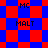 A static pixel art image with red and blue diamond-shaped forming a repeating pattern, featuring the text "MC" and "MALT" in black block letters on select