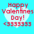 Pixelated red text on white heart-shaped background with blue border, displaying 'Happy Valentines Day!' and '<333333' in four identical