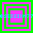 Four identical square with alternating green and pink borders, each containing a central green square, overlaid with cyan text reading '6SESSION776SESSION77'