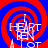 Four identical display a red and blue spiral background with white text reading 'HERTEN LOT' and a small white figure below the text