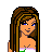 Pixel art contact sheet showing three frames of an animated doll icon with a purple 'Made at DollsNow.com' banner and blue text hints below the left frame.