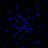Blue pixel clusters scatter across a black background with a gray rectangle in the bottom right corner.