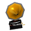 Animated sequence of a vintage gramophone with golden horn and black base, showing rotation from multiple angles against gray background.