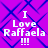 Purple background with blue diamond pattern and white text reading "I Love Raffaela !!!" in four identical quadrants.