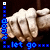 repeated hand icons with blue text reading "...let go..." below each, showing subtle animation changes in hand position and text dots