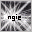 nine grayscale starburst-patterned images with evolving text spelling 'Angie' across frames