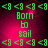 Green text and symbols on a pink gradient background with subtle pixel variations across four