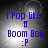Four identical display blue text on a gray gradient background with a bright central light effect