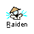 Pixel art icon of a character with a straw hat and glowing eyes emitting blue energy effects, labeled "Raiden" below.