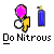 Pixelated static icon featuring a yellow stick figure holding a pink balloon, white circular object, and blue spray can on gray background with "Do Nitrous" text below.