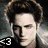 Animated sequence showing a character with brown hair in multiple poses including close-up, sunglasses, and text overlays like 'Twilight' and 'sexy vampire'.