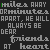 A static digital image displays repeated text phrases in gray, with scattered colored variations of 'miles away', 'minutes apart', and 'friends at heart' on a dark background.
