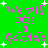 Green background with pink text reading "We will miss A Gabriele" and white starbursts, displayed in a