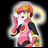 Pixelated anime-style character with pink and yellow hair, red eyes, and a pink outfit holding a white object against black background with "Anime IM" text.