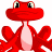 A 48x48 pixel animated buddy icon featuring a red cartoon lizard-like creature on the left and green text "Original Icons .com" on a dark green background to the right, displayed as a contact sheet with two frames.