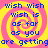 A static pixel art image with four identical quadrants featuring a yellow and pink spiral background and blue text reading "wish wish wish is as far as you are getting".