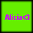 Four identical green square arranged in a , each containing purple text 'Alicia' followed by a pink heart symbol on a bright green background