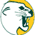 A circular icon with a yellow crescent moon and a green catamount silhouette against a white background.