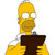Pixelated character with yellow skin, white shirt, and dark brown tie holding a black rectangular object against a plain background.